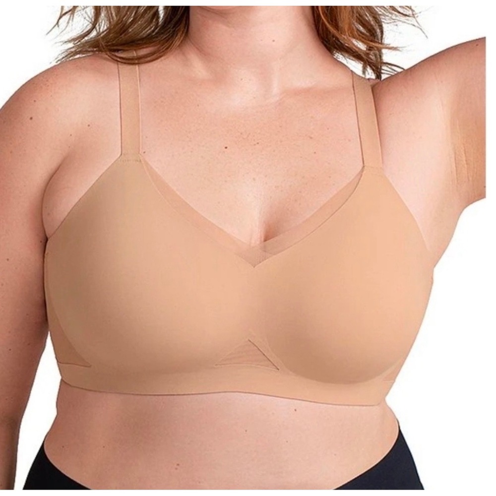 Honeylove cross over Silhouette Bra Tan Nude Wire Free Seamless LWBR0302 Size 2X